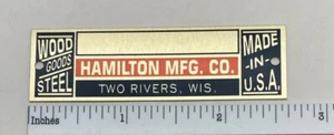 Hamilton Manufacturing Drafting Table Metal Identification Badge - Reproduction - Picture 1 of 8