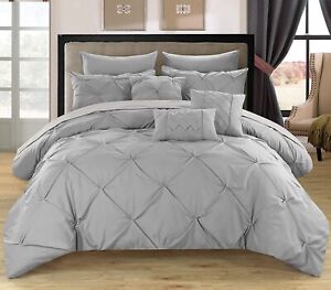 Chic Home Hannah 10 Piece Comforter Set Complete Bed in A Bag Pinch Pleated Ruff