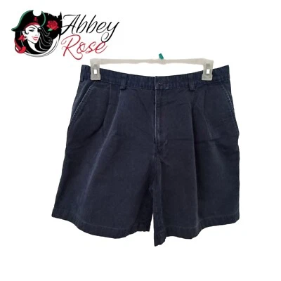 Pantalones Cortos Savane Para Hombre Talla 34 Plisados Delanteros Azul Marino 7" Entrepierna  Foto 1 de 4