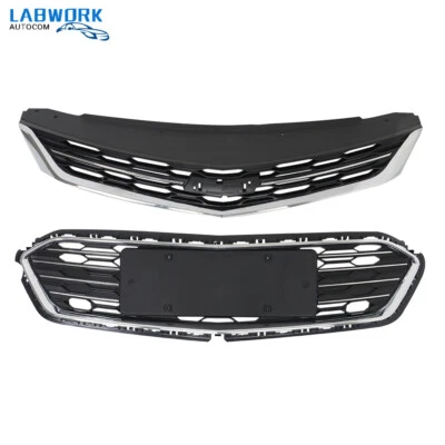 Black＆Chrome Front Bumper Upper + Lower Grille For Chevrolet Cruze 2016-2018 - Image 1 of 4