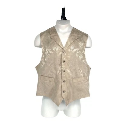 Frontier Classics Hombres XL Marfil Chaleco Paisley Botón Cuello Ajustable Espalda Foto 1 de 4