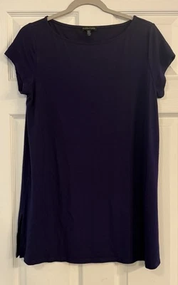 Eileen Fisher Tunic Top Sz MED Stretchy Purple Viscose Career Casual Longer EUC - Image 1 of 4