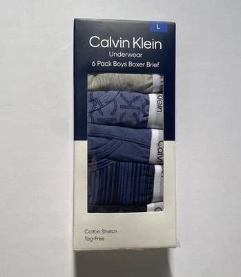 Calvin Klein Boys Youth Boxer Briefs, 6-pack - Multicolor, Tagless, Size Large - Image 1 of 4
