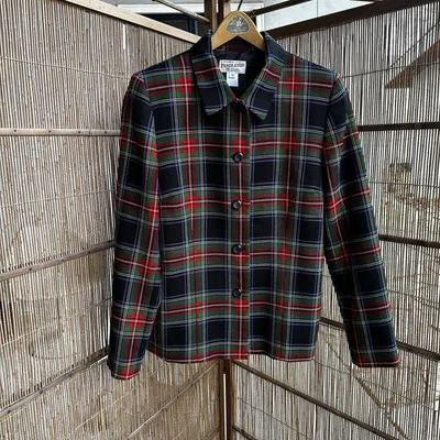 Chaqueta Blazer Pendleton Vintage Años 90 Mujer’s Talla 10 Rojo Tartán Cuadros Lana Pura Foto 1 de 4