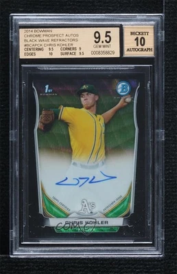 2014 Bowman Prospect Chrome Black Wave Refractor /50 Chris Kohler BGS 9.5 Auto - Image 1 of 2