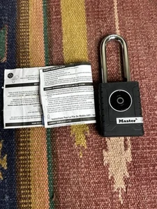 Master Lock Black Outdoor Bluetooth Smart Padlock 2-7/32 inches Wide, 4401LHEC - Picture 1 of 6
