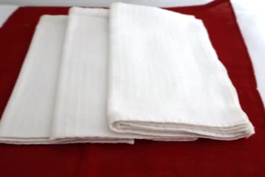 Juego De Colección De 3 Servilletas De Cena De Algodón Blanco 16" X 19" Rayas Sutiles - Imagen 1 de 5