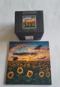 Sunflower Field Zen Art & Design 50 pc Wooden Jigsaw Puzzle 4.4 x 4.4 - Picture 1 of 2