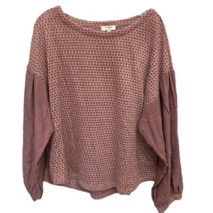 UMGEE Damen Mauve Ballonärmel Waffelstrick rundes Saumoberteil, Größe Small - Bild 1 von 16
