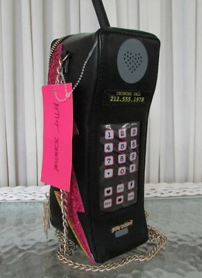 Betsey Johnson Kitsch Cell Phone Crossbody Bag Don't Be a Cell Out Retro NWT - Image 1 of 4