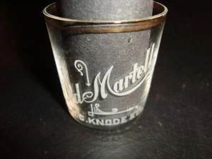 Circa 1900 Old Martell Etched Shot Glass, Knode & Co, Indianapolis, Indiana - Picture 1 of 1