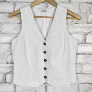 Gilet donna J.CREW FACTORY NUOVO CON ETICHETTE bottoni davanti bianco misto lino tg 2 BZ890 - Foto 1 di 8