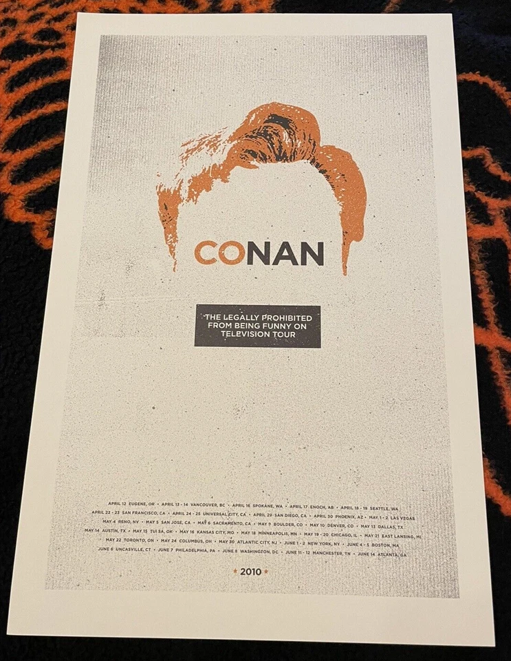 柯南·奥布莱恩合法禁止巡回演出海报丝印汤姆·克鲁斯·库布里克 TBS — 第 1/1 张图片