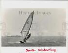 1985 Press Photo Joe Littlefield windsurfing in Westcott Cove in Stamford