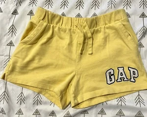Gap Girls Logo Shorts Yellow Pull On Cotton Sz Large - Picture 1 of 4