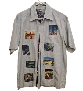Robert Graham Short Sleeve Shirt (Rare) Large- Car Starfish Beach Umbrella - Picture 1 of 4
