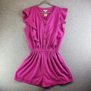 Andree by Unit Romper Womens 2X Pink Pockets Ruffled Resort Vacay Coastal Lake - Picture 1 of 17