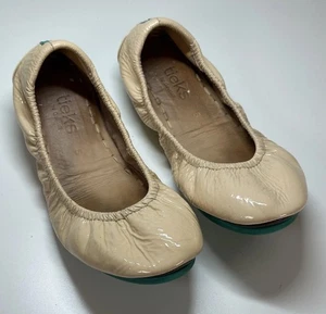 Tieks by Gavrieli Women Patent In Biscotti Leather Foldable Ballet Flats Size 5 - Picture 1 of 11