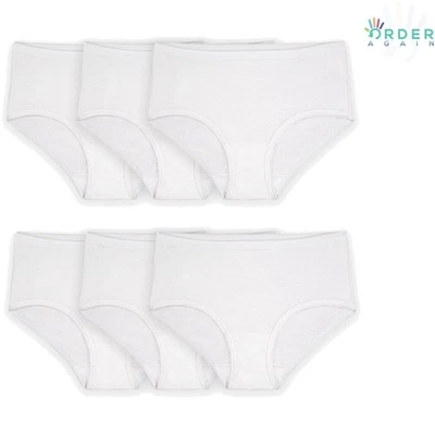 Girls Cotton Brief Underwear Multipack 6 White Soft Comfort School Everyday - Image 1 of 4