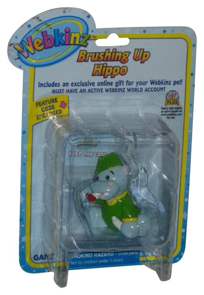 Minifigura de 2 pulgadas Webkinz Brushing Up Hippo Ganz - (plástico agrietado) Foto 1 de 1