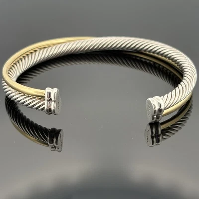 Brazalete David Yurman Crossover Dos Filas 5mm Grande - $1750 Foto 1 de 4
