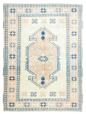 Alfombra grande tribal turca vintage 6x8,3 pies - Alfombra Oushak boho chic anudada a mano Foto 1 de 4