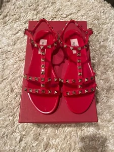 New Authentic Valentino Garavani Rockstud PVC Sandals Rouge Size EU 36 - Picture 1 of 6