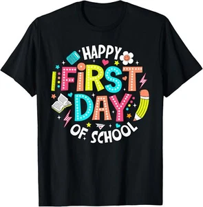 Happy First Day Of School Teacher Back To School Student Kid T-Shirt Hoodie - Picture 1 of 11