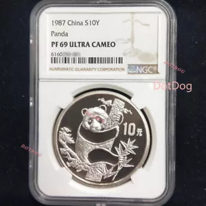 1Pcs NGC PF69 ULTRA CAMEO China 1987 10Yuan 1oz Silver Coin China Panda Coin - Picture 1 of 4