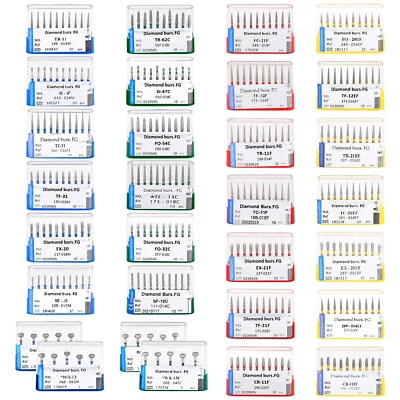 CAREPACY 10pcs Dental Diamond Burs Medium/Coarse/Fine FG 1.6mm for High Speed Handpiece