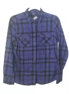 Eddie Bauer Women's Flannel Button Up Shirt NEW Deep Purple Small 100% Cotton ๐ต - Picture 1 of 6