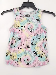 Disney Mickey Mouse Top Girls Size L(10-12) Sleeveless Crew Pattern Multicolor - Picture 1 of 4
