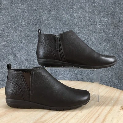 Easy Spirit Boots Womens R 8.5 L 9.5 Aerial Side Zip Ankle Booties Brown Leather - Image 1 of 4