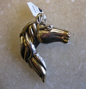 NWT Horse Pin Brooch or Pendant in Silver & Gold Tones / Signed Best / HTF - Picture 1 of 6