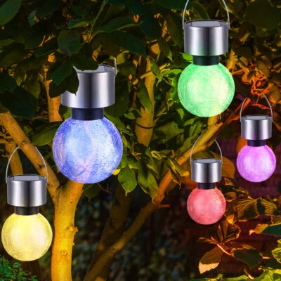 Hängelampe Außenleuchte Solarlampe LED RGB Farbwechsel Gartendeko Kugel 5er Set - Bild 1 von 4