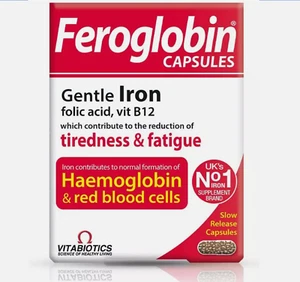 Feroglobin Capsules B12 Slow Release capsules, 30 pcs, Gentle Iron folic acid - Picture 1 of 1