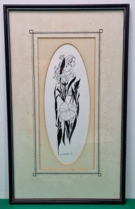Framed 1990 Art Nouveau Style Pen & Ink Drawing Signed by the Artist CG Kennett - Picture 1 of 4