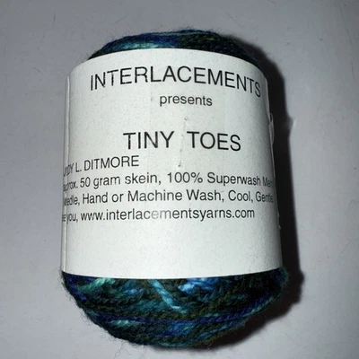 Interlacements yarn - TINY TOES - #219 blue/black -  1.75oz, 50g, 185 yds - Image 1 of 4