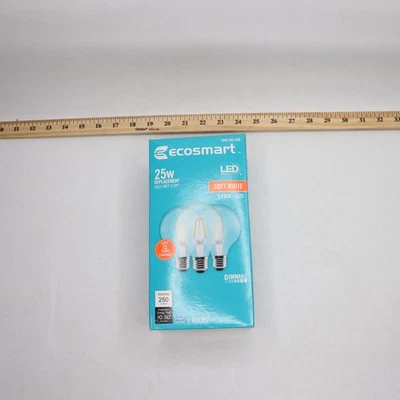 (3-Pk) EcoSmart LED Light Bulb Edison Filament Clear Glass Soft White G25 - Image 1 of 4