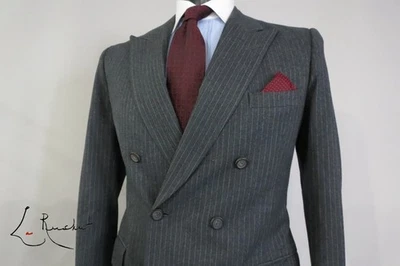 Henry Poole Savile Row London 6n2 double breasted side vented bespoke suit 40 R - Image 1 of 4