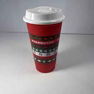 Suéter feo reutilizable Starbucks Holiday 2020 taza roja con tapa 16 oz - Imagen 1 de 9