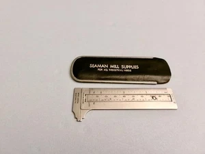 VINTAGE EXECUTIVE POCKET CHUM SLIDING CALIPER MACHINIST TOOL SEAMAN MILL CASE - Picture 1 of 8