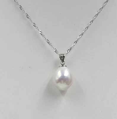 Collar de perlas barrocas por goteo Keshi Keishi natural 13x15 mm blanco inusual 18" Foto 1 de 3