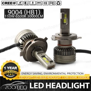 2x 9004 HB1 LED Faro Súper Brillante Kit de Bombilla 110W 30000LM Haz ALTO/BAJO 6000K - Imagen 1 de 13
