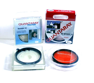 Set of 4 Vintage Quantaray Camera Lens Filters, 55mm, 55mm YA2, Skylight 1A 55mm - Image 1 of 4