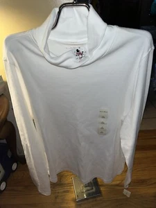 Womens Studio Works White Long Sleeve Turtle Neck W/Snowmen On Collar Top XL NWT - Picture 1 of 3