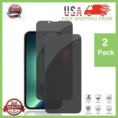 2 Pack Privacy Glass Screen Protector for iPhone 7 8 X 12 13 14 15 16 17 Pro Max - Image 1 of 4