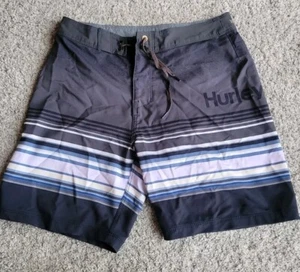 Boy's Hurley Board Shorts Size 12/26 Surf Beach Swim Trunks Teal Blue Black - Picture 1 of 5