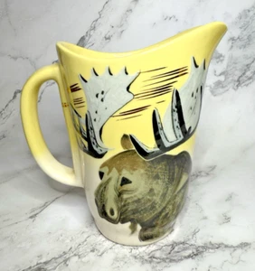 MCM Matthew Adams Signed Creamer Pitcher Moose Alaska Igloos 6" Yellow 50s RARE - Picture 1 of 6
