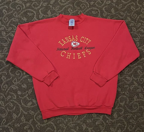 Vintage 90’s Kansas City Chiefs NFL Sweatshirt Unisex Size Large Embroidered L🔥 Cover